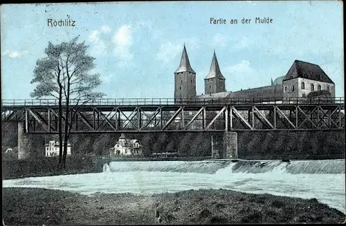 Ak Rochlitz an der Mulde Sachsen, Schloss, Brücke, Wehr