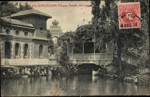 Ak Barcelona Katalonien Spanien, Park, See