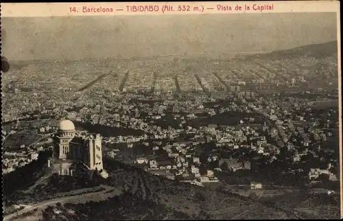 Ak Barcelona Katalonien Spanien, Tibidabo, Panorama