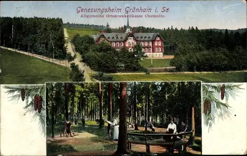 Ak Grünhain in Sachsen, Genesungsheim, Allgemeine Ortskrankenkasse Chemnitz