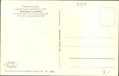 Ak Tellerhäuser Breitenbrunn Erzgebirge, Schneiders Gasthof, Gastraum