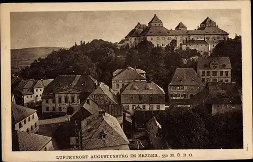 Ak Augustusburg im Erzgebirge, Schloss, Wohnhäuser