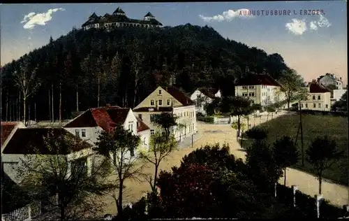 Ak Augustusburg Erzgebirge, Teilansicht, Schloss