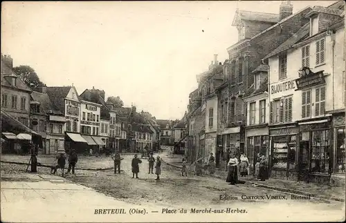 Ak Breteuil Oise, Place du Marché aux Herbes