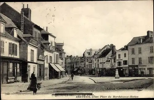 Ak Breteuil Oise, Place du Marché aux Herbes