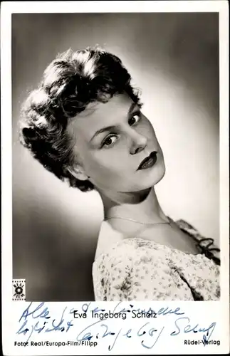 Ak Schauspielerin Eva Ingeborg Scholz, Portrait, Autogramm