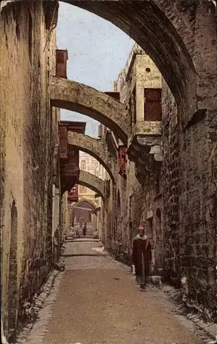 Ak Jerusalem Israel, Blick in die Gasse, Dolorosa