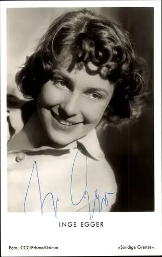 Ak Schauspielerin Inge Egger, Portrait, Autogramm