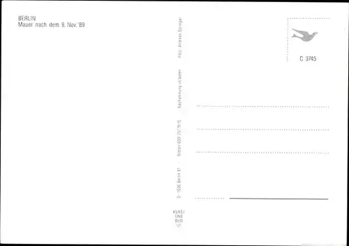 Ak Berlin Mitte, Mauer nach dem 9. November 1989