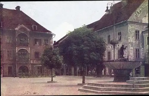 Ak Sankt Veit an der Glan Kärnten, Platz mit Brunnen