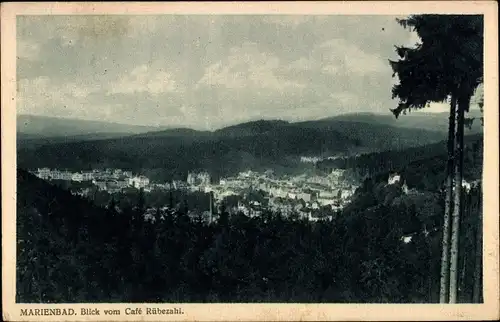 Ak Mariánské Lázně Marienbad Region Karlsbad, Panorama vom Cafe Rübezahl gesehen