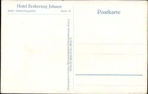 Ak Semmering in Niederösterreich, Hotel Erzherzog Johann im Winter