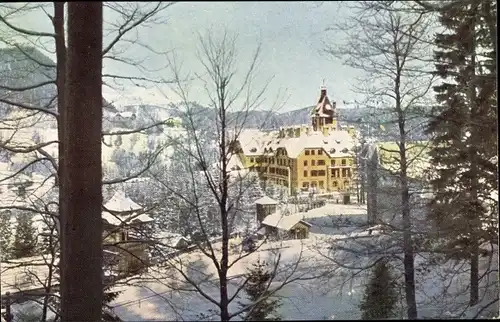 Ak Semmering in Niederösterreich, Hotel Erzherzog Johann im Winter