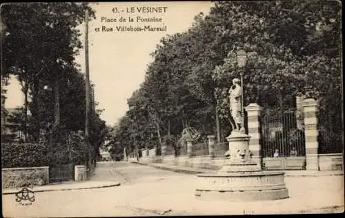 Ak Le Vésinet Yvelines, Place de la Fontaine und Rue Villebois Mareuil