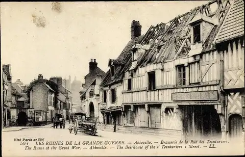Ak Abbeville Somme Frankreich, Die Ruinen des Ersten Weltkriegs, Brasserie