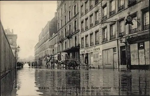 Postkarte Paris, Seine-Überschwemmung 1910