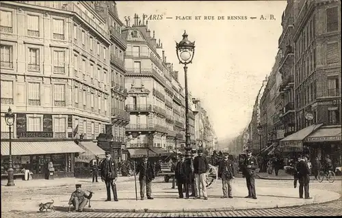 Ak Paris VI, Place und Rue de Rennes