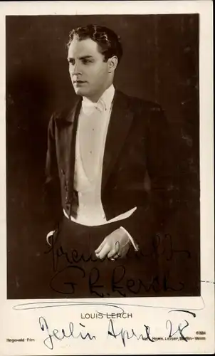 Ak Schauspieler Louis Lerch, Portrait, Autogramm