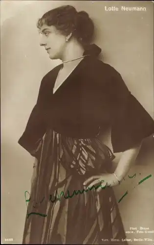 Ak Schauspielerin Lotte Neumann, Portrait, Profilansicht, Autogramm