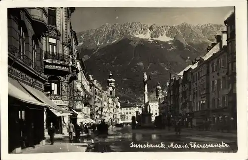 Foto Ak Innsbruck in Tirol, Maria Theresienstraße, Geschäfte