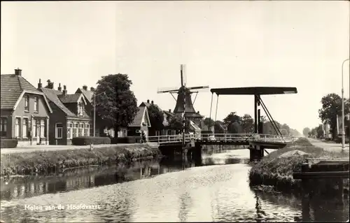 Ak Dedemsvaart Overijssel, Hoofdvaart, Mühle, Brücke