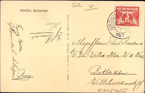 Ak Haren Groningen Niederlande, Kerkstraat, Kirche