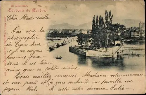 Ak Genève Genf Schweiz, Ile Rousseau