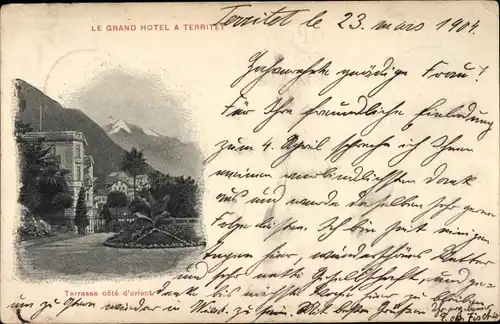 Ak Territet Montreux Kt. Waadt, Le Grand Hotel, Terrasse Côte d'Orient
