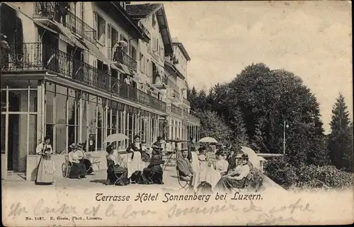 Ak Luzern Stadt Schweiz, Terrasse Hotel Sonnenberg