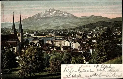 Ak Luzern Stadt Schweiz, Totalansicht, Pilatus