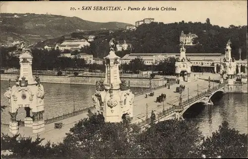 Ak Donostia San Sebastian Baskenland, Puente de Maria Cristina