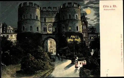 Ak Köln am Rhein, Hahnentor, Mondschein