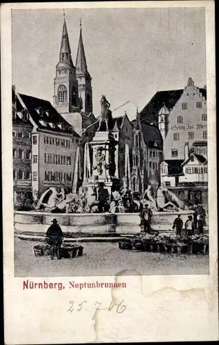 Ak Nürnberg in Mittelfranken, Neptunbrunnen