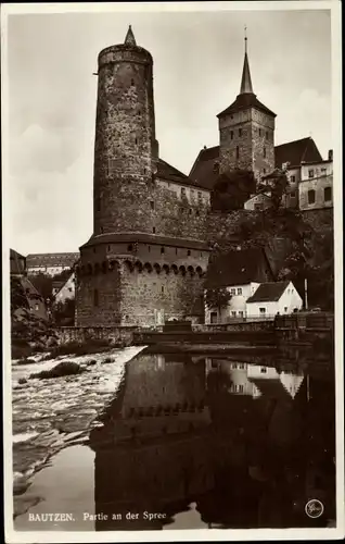 Ak Bautzen in der Oberlausitz, Teilansicht, an der Spree