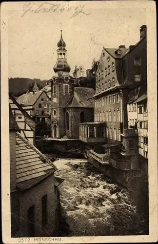 Ak Monschau Montjoie in der Eifel, Teilansicht, Kirche, Brücke