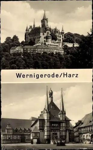 Ak Wernigerode im Harz, Schloss, Rathaus