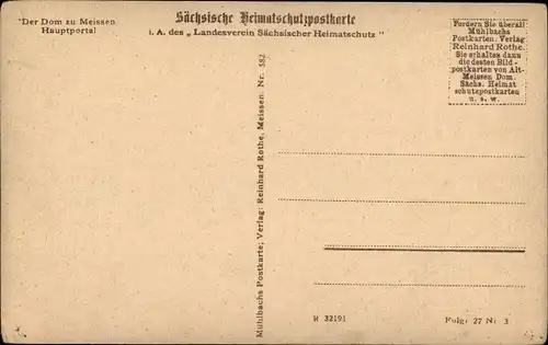 Ak Meißen an der Elbe, Dom, Hauptportal