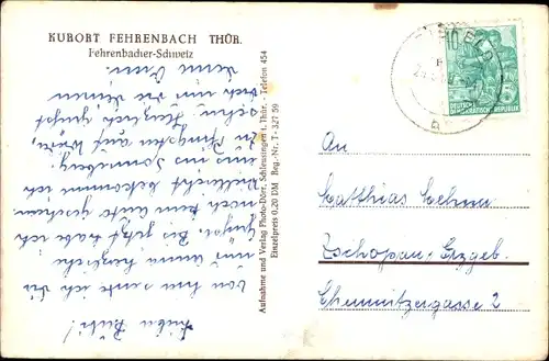 Ak Fehrenbach Masserberg in Thüringen, Wald, Fehrenbacher Schweiz