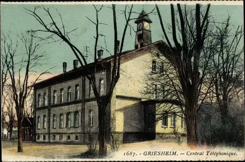 Ak Griesheim bei Darmstadt, Telefonzentrale