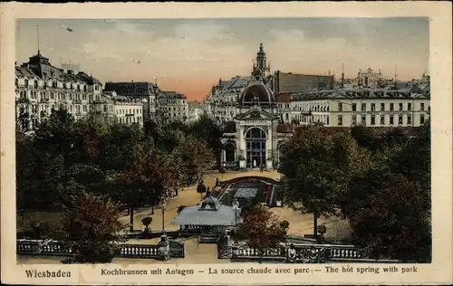 Ak Wiesbaden in Hessen, Kochbrunnen, Anlagen