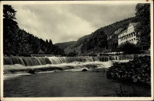 Ak Bad Blankenburg Thüringer Wald, Wasserfall am Kurhaus Chrysopras