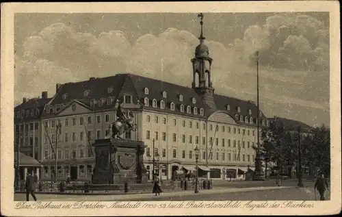 Ak Dresden Neustadt, Rathaus, Reiterstandbild August des Starken