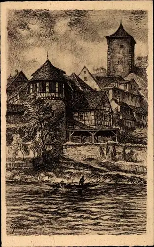 Künstler Ak Schwäbisch Hall in Württemberg, Weilertor, Gerberturm