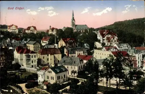 Ak Bad Elster im Vogtland, Gesamtansicht, Kirche