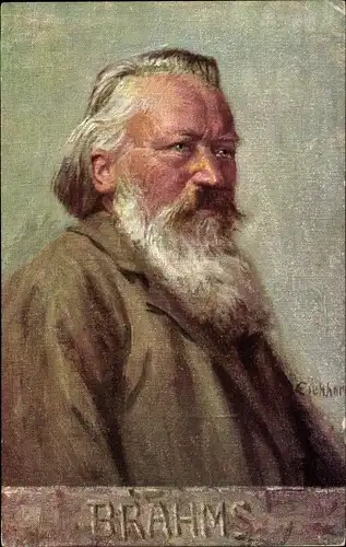 Künstler Ak Eichhorn, Komponist Johannes Brahms, Portrait