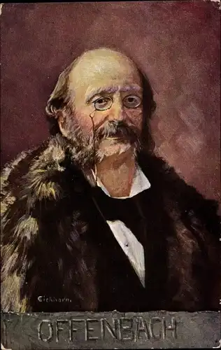 Künstler Ak Eichhorn, Komponist Jacques Offenbach im Mantel