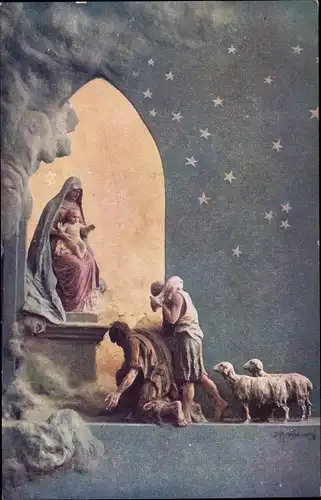 Künstler Ak Mastroianni, Die Anbetung der Hirten