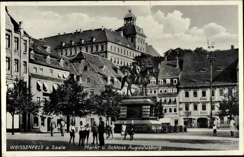 Ak Weißenfels an der Saale, Markt, Schloss Augustusburg, Denkmal