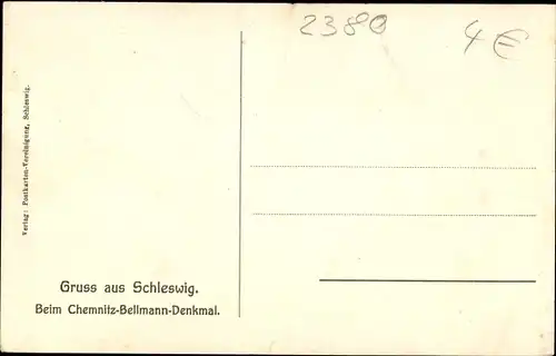 Ak Schleswig in Schleswig Holstein, Chemnitz-Bellmann-Denkmal