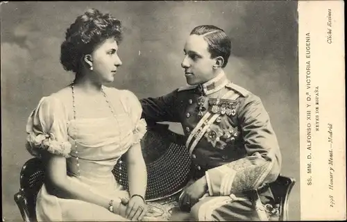 Ak König Alfons XIII. von Spanien, Victoria Eugénie von Battenberg